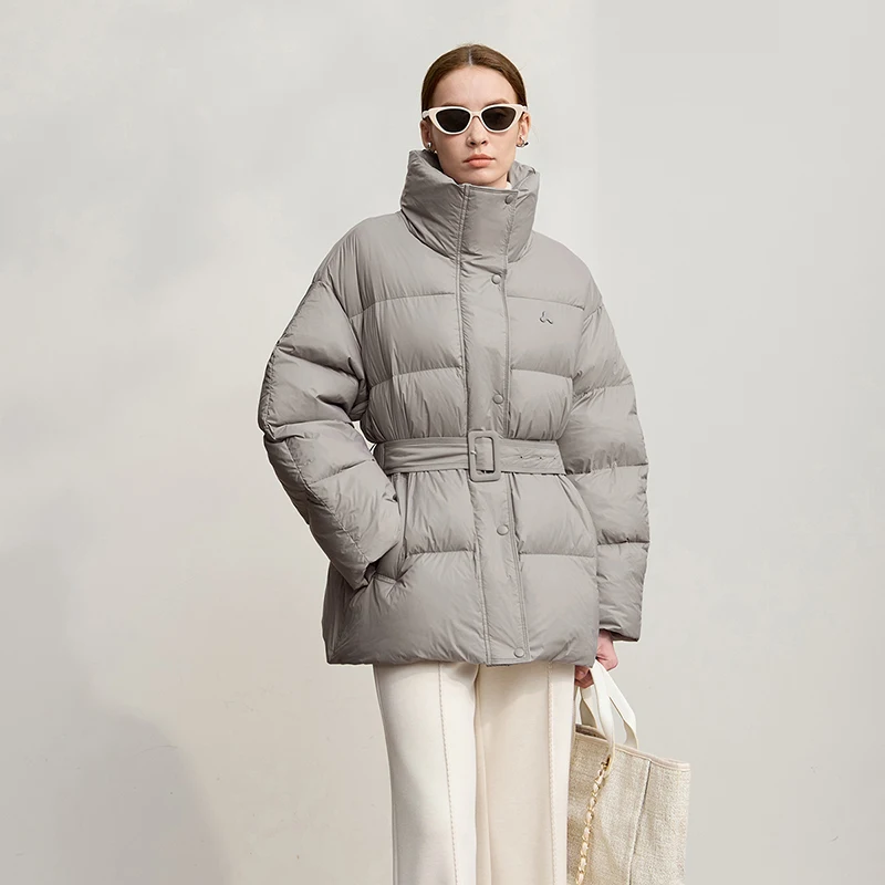 Amii donsjassen 2025, winter nieuwe losse rits coltrui met lange mouwen donsjack voor dames effen kleur veelzijdige jas 12524052