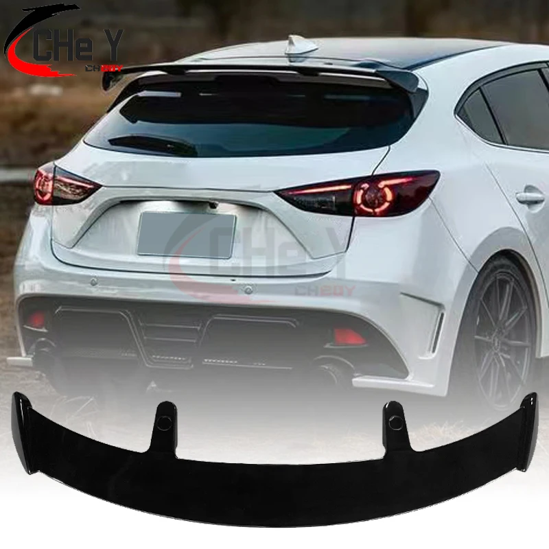 ABS Glossy Carbon Black Universal Rear Roof For Mostly Hatchback SUV Trunk Lid Car Spoiler Wings Exterior Accessories Parts