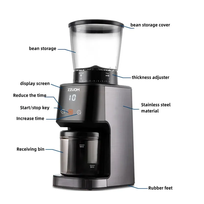 Small Coffee Bean Grinder  Electric Mill Coffee Bean Powder Machine High Precision Conical Grinding Core Touch Screen