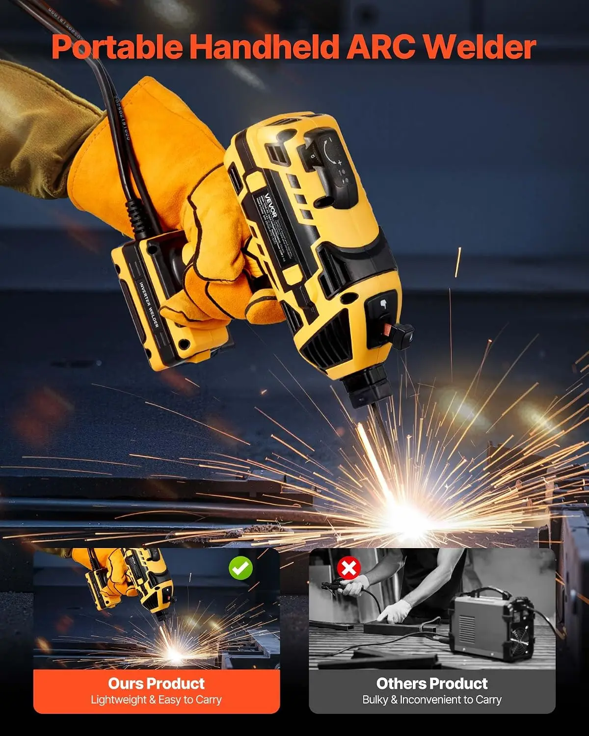 Portable Handheld Welding Machine 20 120A Arc Welder 5 Level Current Adjustment IGBT Inverter 110V Stick Welder Hot Start Functi