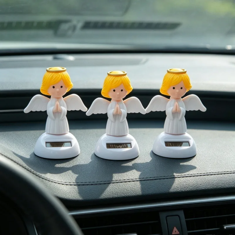 Solar‑powered Angel Ornament Auto‑interior Hanging Decor Sun‑light Activated Auto‑swing Figurine Vehicle‑cabin Embellishment
