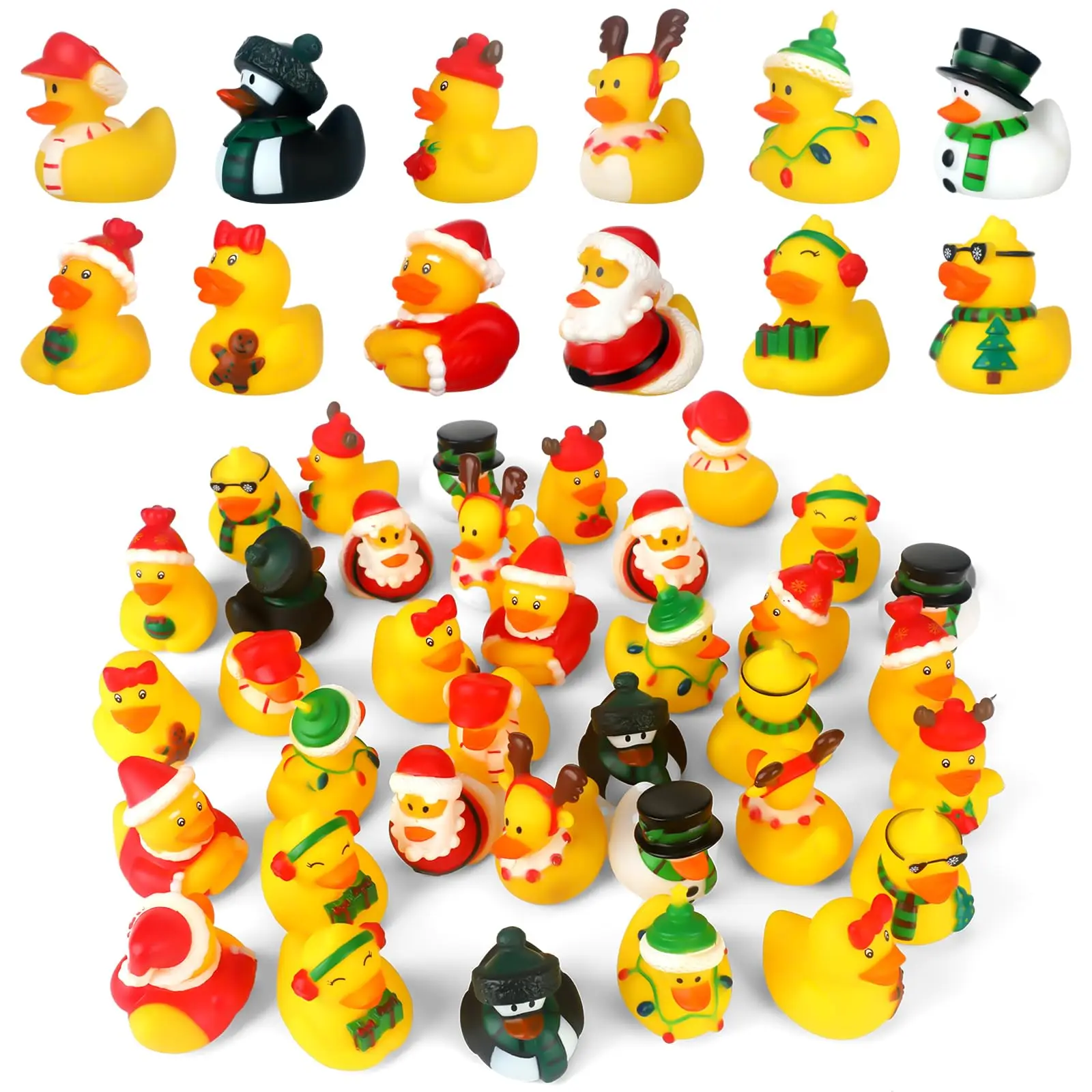 Mini Rubber Duck Toys para o Natal, Decorações do partido do Xmas, piscina, 36 pcs, 72 pcs