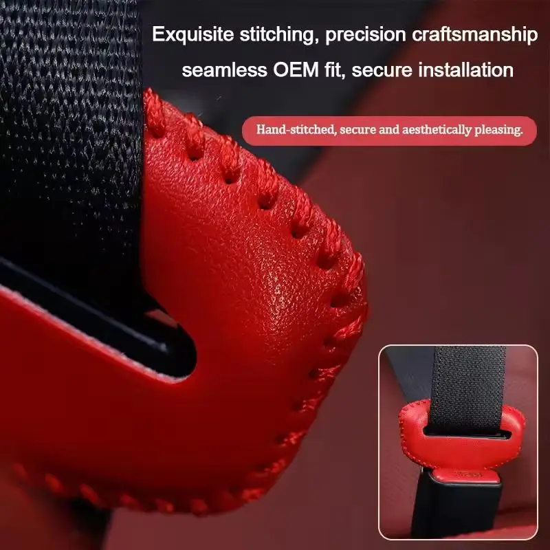 [MS]Universal Leather Car Safety Seat Belt Anti-Scratch Cover Car Seat Belt Socket Protective Cover Button Protective Case