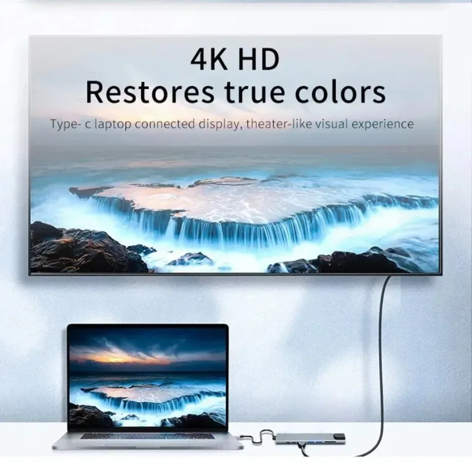NEW USB C Hub 8In1 7In1 Type C Docking Station with USB3.0/2.0 HDMI SD/TF Card Reader PD Fast Charge for MacBook Notebook Laptop image 3