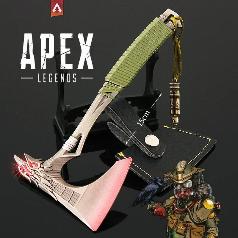 Apex Legends arma de la herencia Bloodhound Metal 15cm, juego de mordedura de cuervo, modelo de Metal, Anime, espada, hacha, llavero, espada, regalos para niños, juguetes