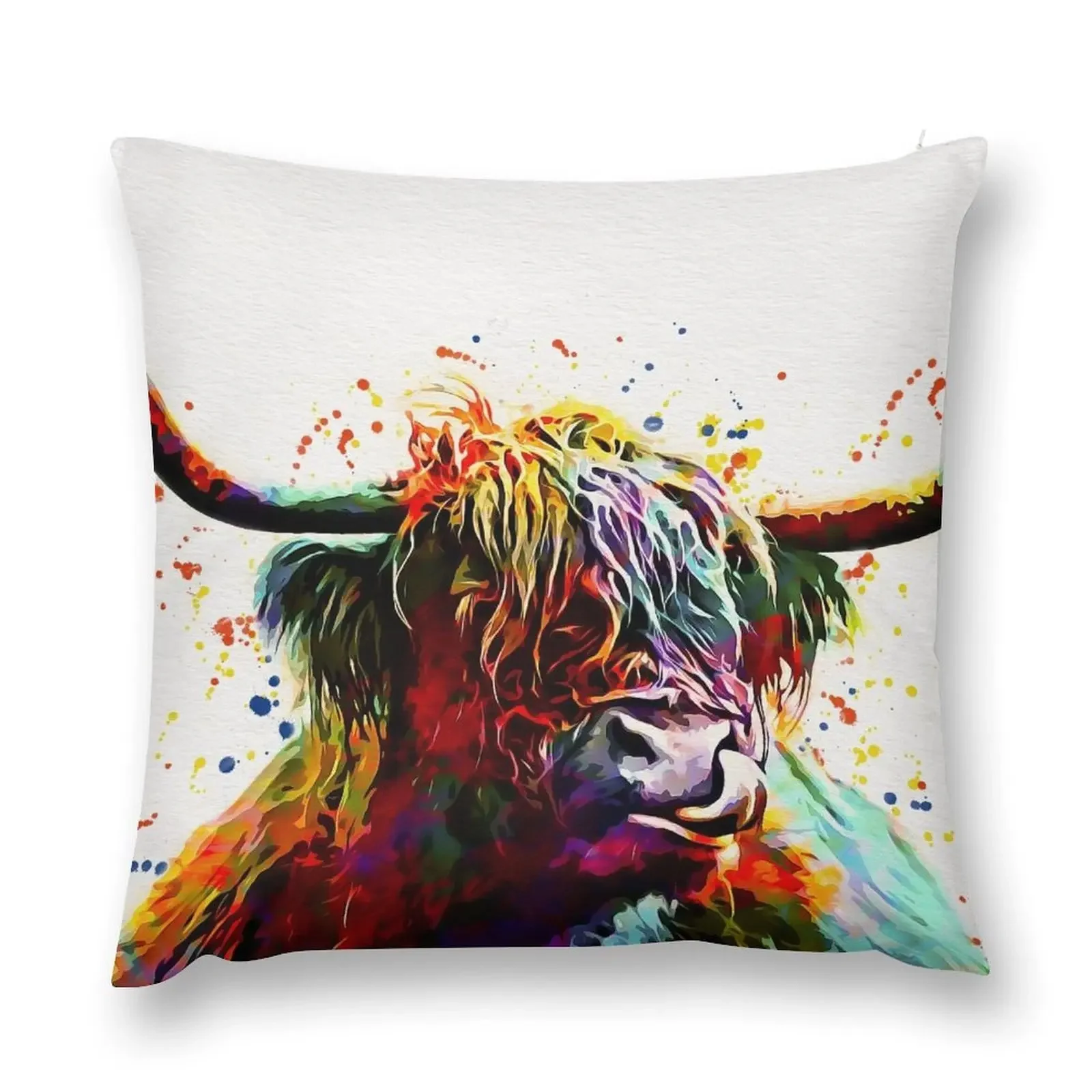 

Highland Cow Watercolor Art Work Throw Pillow Pillowcases Bed Cushions Luxury Pillow Case pillow