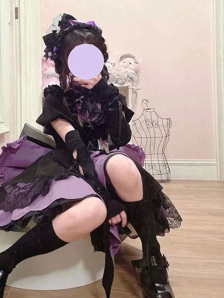 Neues lolita süßes kleid seltsamer dieb spaten magisches mädchen weibliches outfit kleine hohe taille halloween flauschige tägliche kleider a