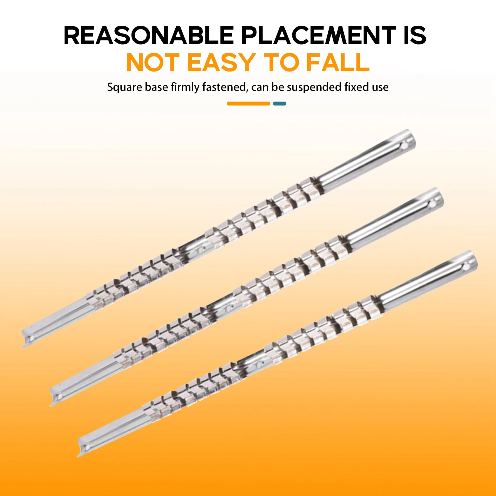 A72P 3Pcs Socket Rack Holder 1/4 Inch 3/8 Inch 1/2 Inch With 16 Clips On Rail Tool Organizer Storage