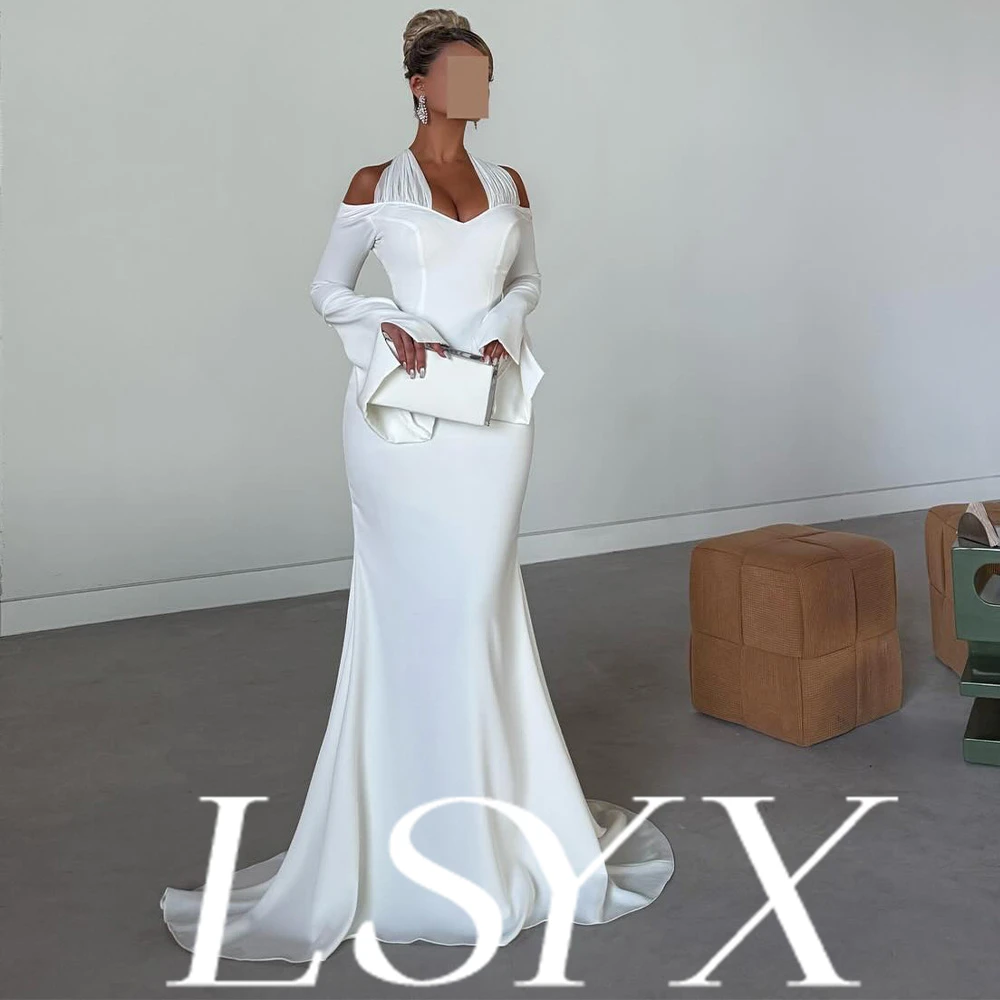 LSYX Customized Strapless Corset Satin Bodice Tiered Ruffled Tulle Skirt Gown Open Back Lace Up Long Train Elegant Luxurious