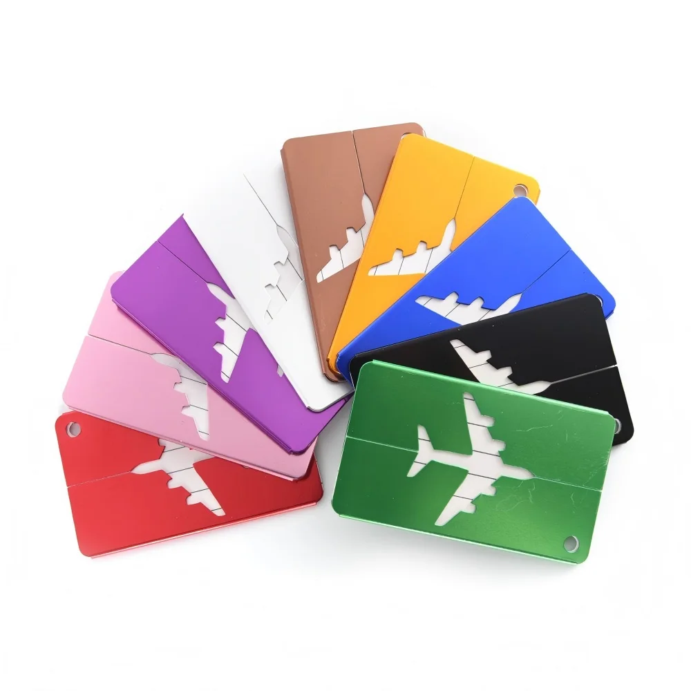 Aluminum Alloy Travel Luggage Tag Hanging Tag Suitcase Tag Plane With Name ID Cards Anti-lost Solid Color Travel Accessories