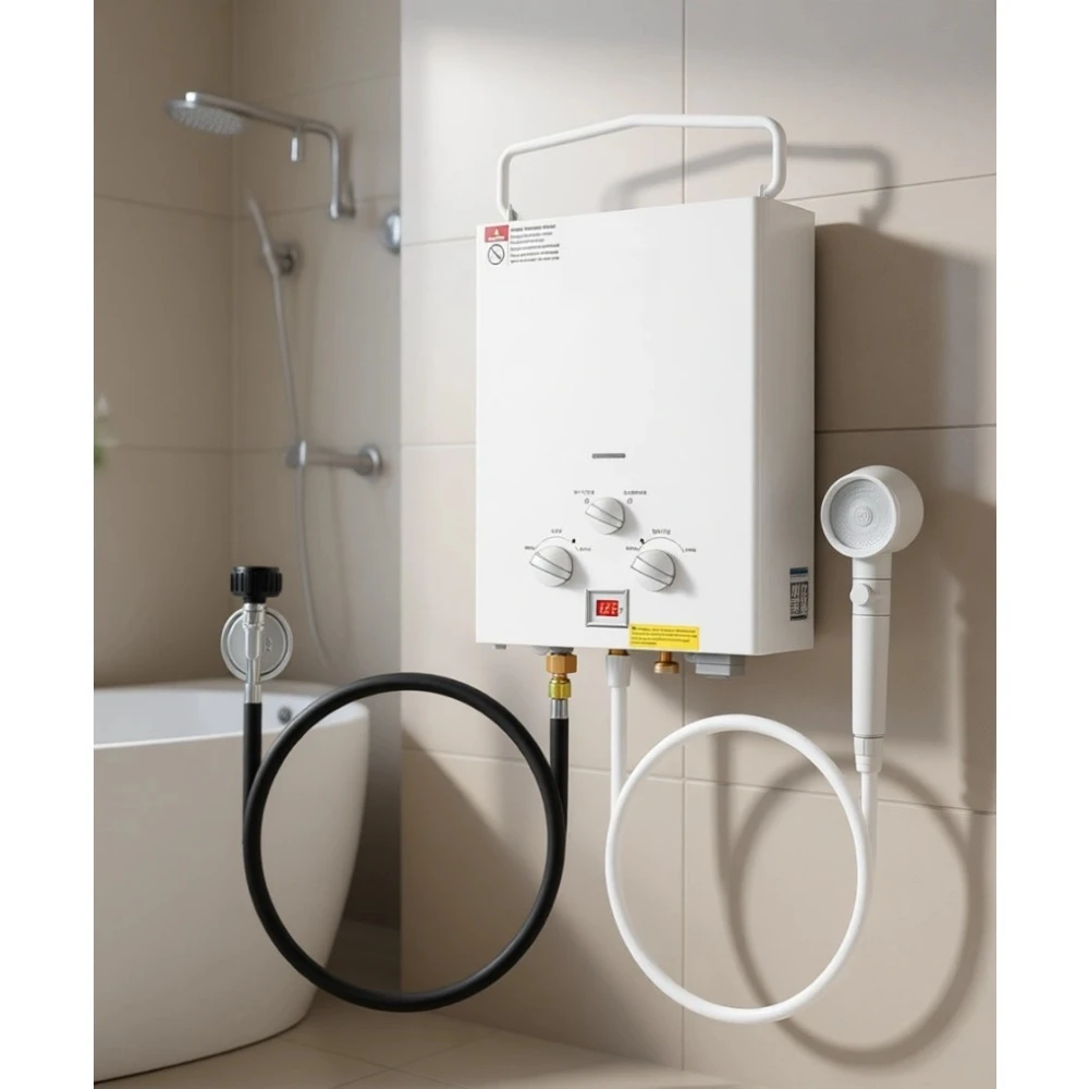 

Портативный проточный газовый водонагреватель на пропане 5 л, 34000 BTU, комплект для мгновенного нагрева воды для автодомов, кемпингов и домиков