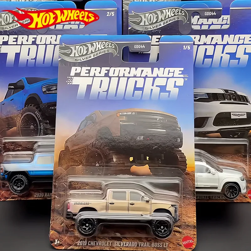 Caminhão Esportivo Hot Wheels Série Prata CHEVROLET SILVERADO TRAIL BOSS LT FORD RANGER RAPTOR 1/64 Modelos de Carros GDG44