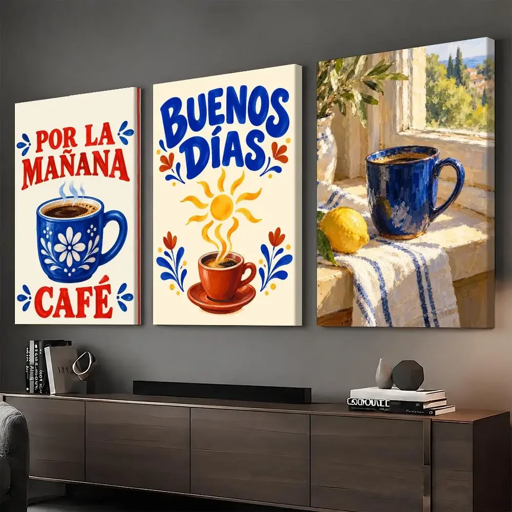 Morning Coffee Relaxed Chic Framed Wall Painting HD Canvas Print Poster Wall Art | Optional Frame | Modern Hallway Decor