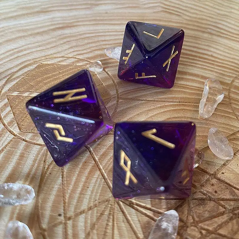 3pcs set 8-Sided Rune Dice Resin Assorted Polyhedral Dice Set Divination Table Board Roll Party Cards Playing Game Toy