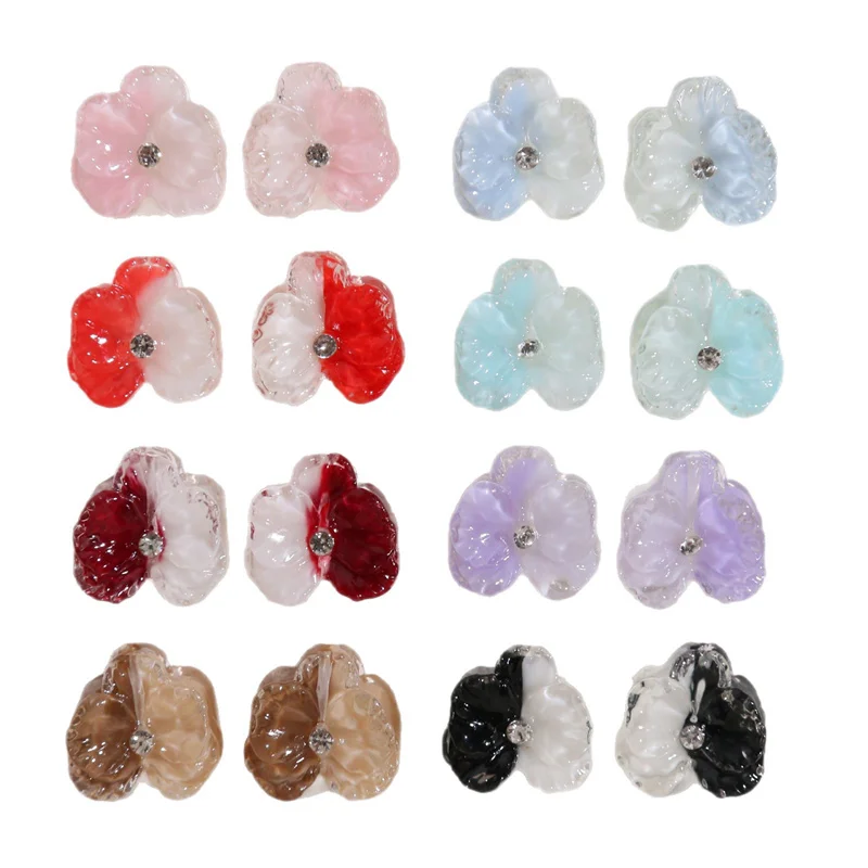 

MIn order 20pcs/lot 15mm color print cartoon hearts shape acrylic flowers beads diy jewelry garment hair accessory
