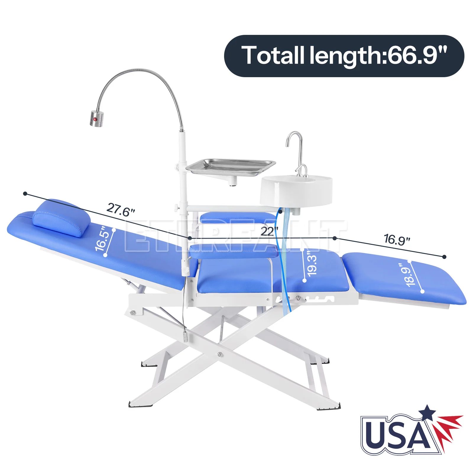 Enterfanta cadeira móvel ajustável dental/cadeira dobrável + turbina de ar/unidade de entrega móvel sistema carrinho tratamento trabalho compressor 4h