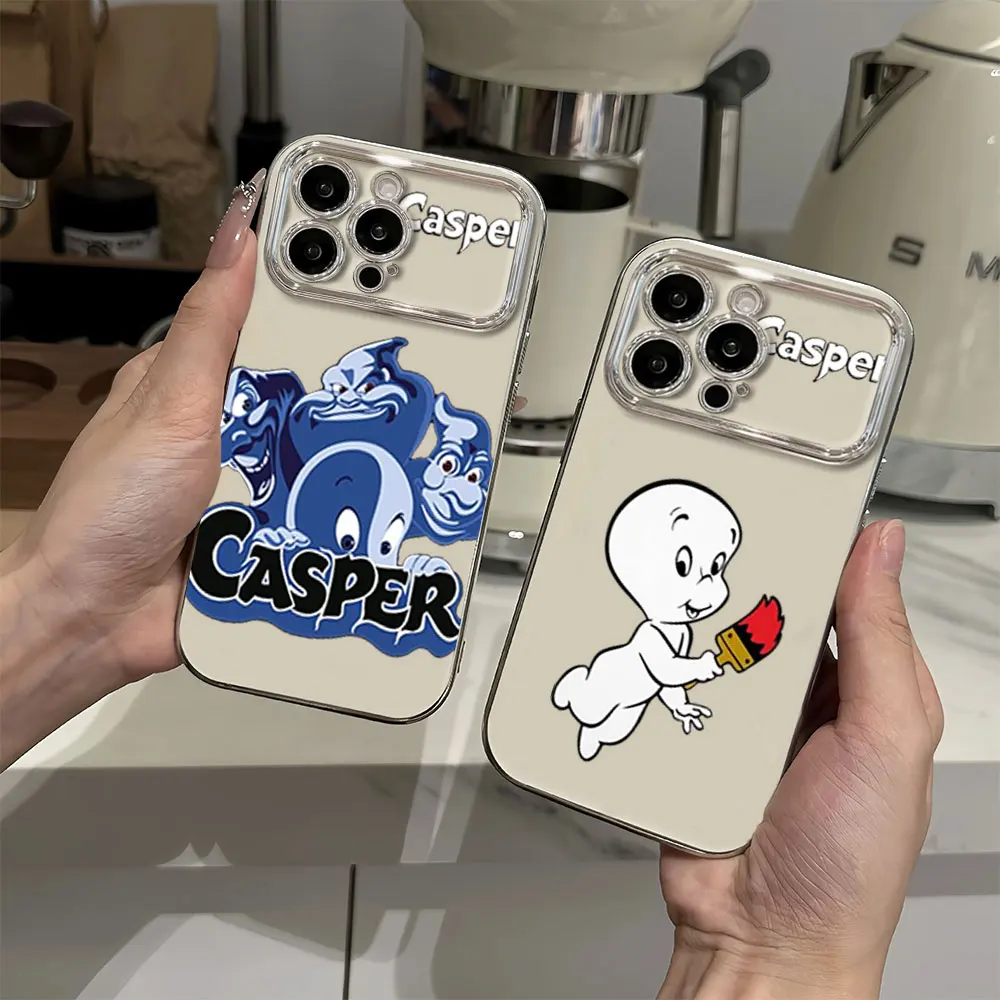 Cartoon C-Casper Electric Ferry Large Window Phone Case For iPhone 12 11 13 14 15 16 Pro Max Plus Shell