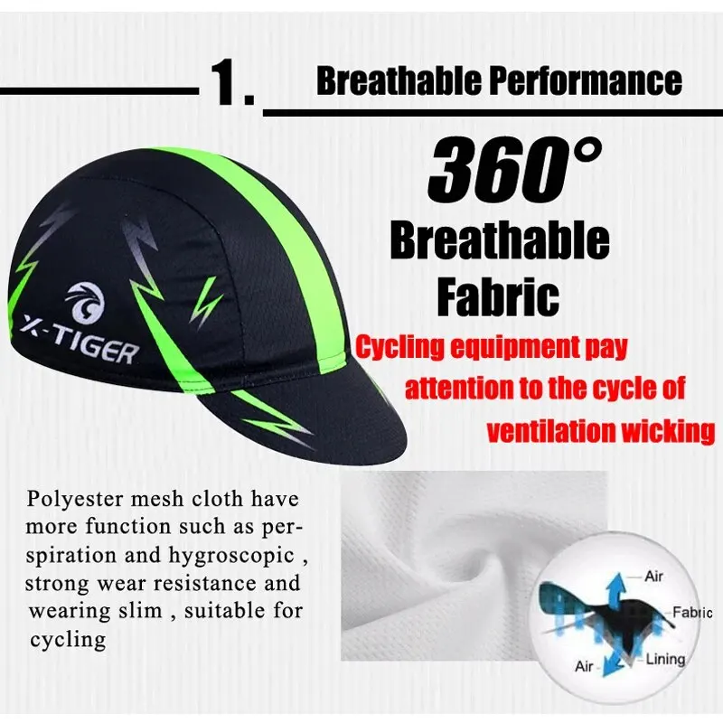 X-TIGER Riding Bright Green Outdoor Sport Bike Head MTB Bicycle Headwear Headband 100% Polyester Cycling Hats Bandana Pro Cap