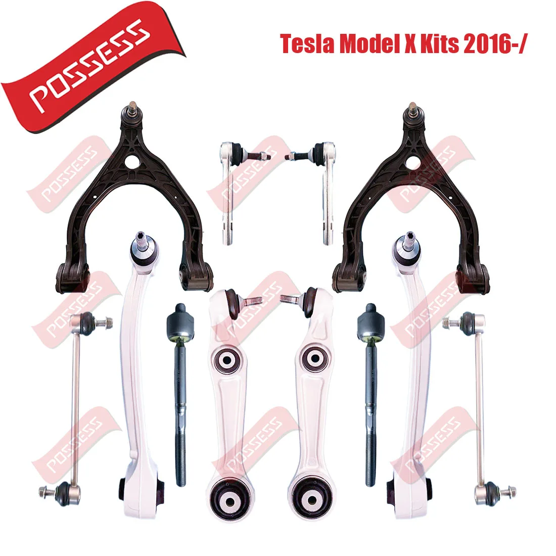 

12 Pieces Front Suspension Control Arm Ball Joint Stabilizer Link Tie Rod End Kits For Tesla Model X 5YJX 2015-/,1027351-00-C