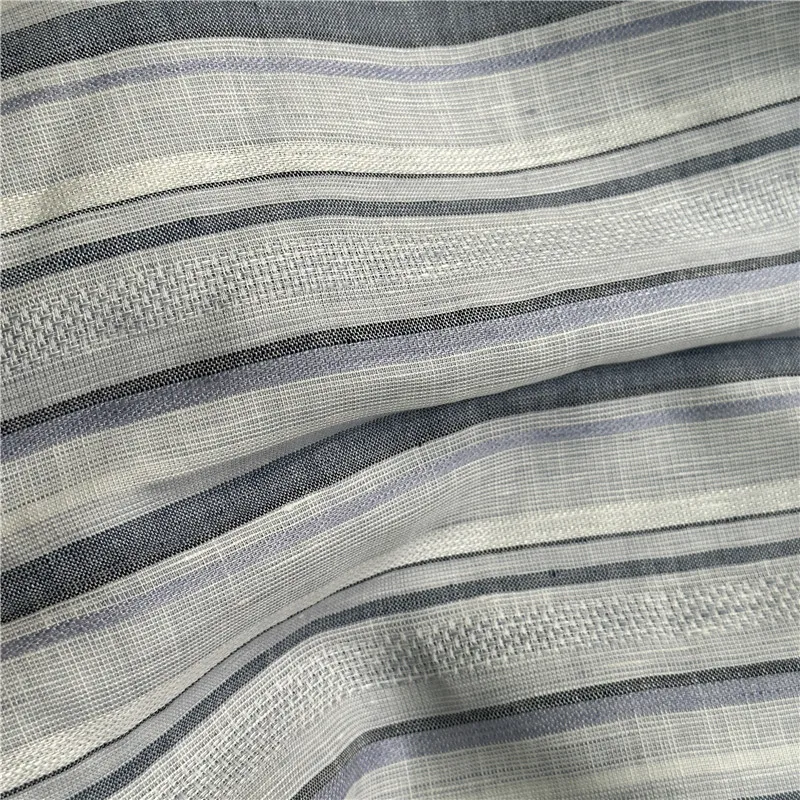 Blue Strip Old Wind Linen Fabric Pure Natural Soft Pants