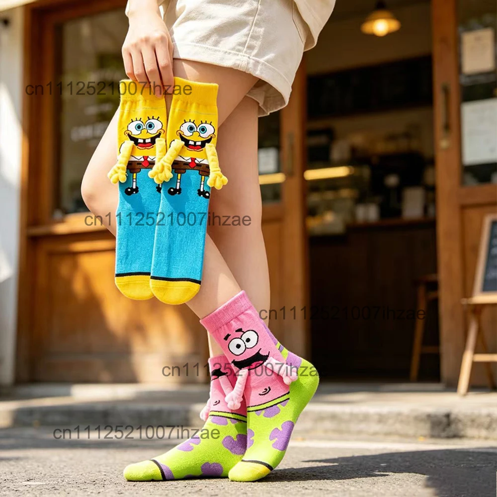 Cartoon 3D Socken Niedliche Interaktive Gelbe Schwamm-Rosa Seestern Anime-Peripherieartikel Weiche Hochelastische Röhrensocken für den Täglichen Gebrauch – Detail 2