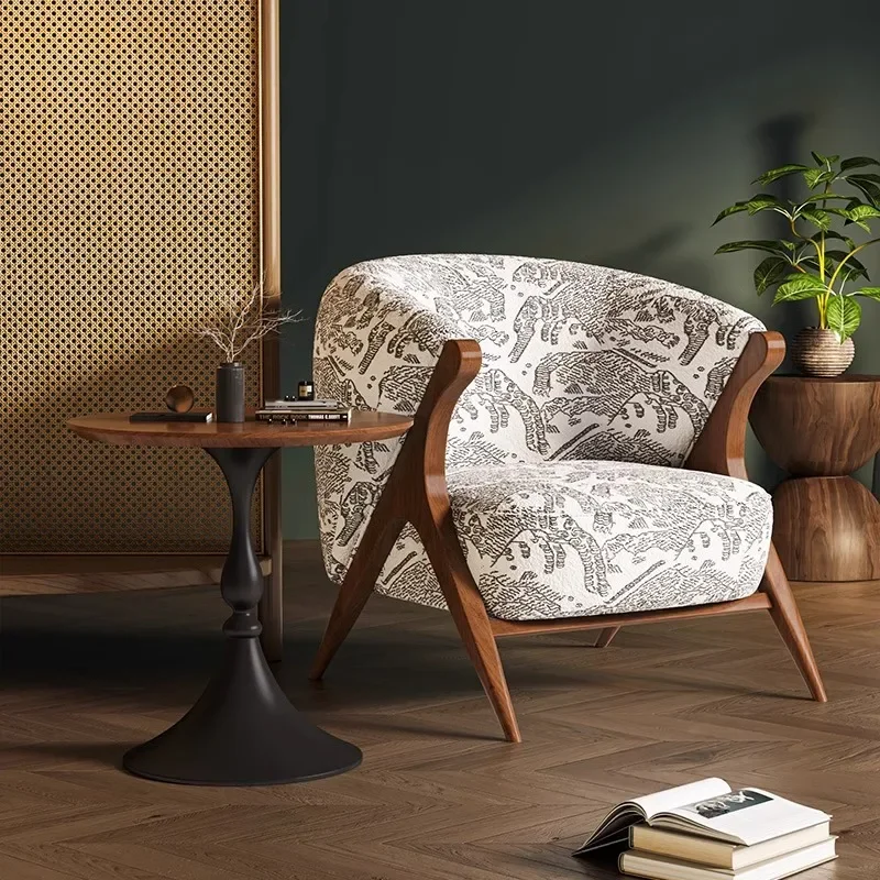 Tropical Style Single Sofa Designer Leisure Chair Living Room Balcony Single Chair Tiger Mountain Pattern Light Luxury Sofa