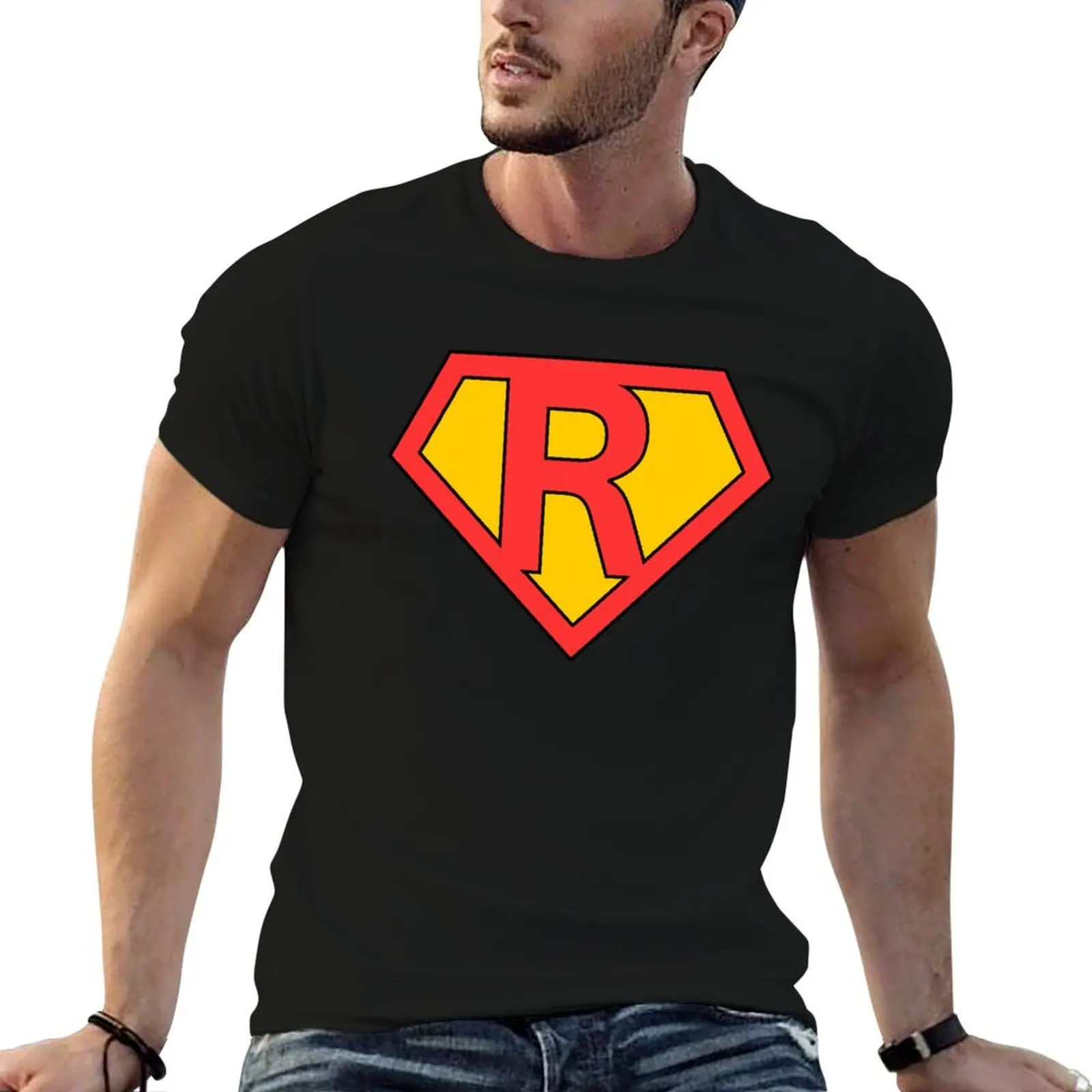 

Letter R Super Letter Red and Yellow T-Shirt t shirts for man pack cotton t shirts for man cotton funny T-Shirt