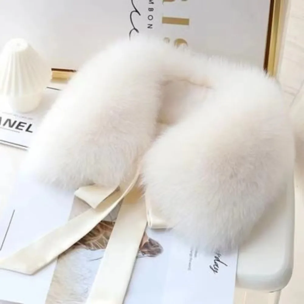 Fashion Warm Fur Collar Scarf Soft Faux Fur Women Scarves Ultra Bow Ribbon fake collar for Fall Winter