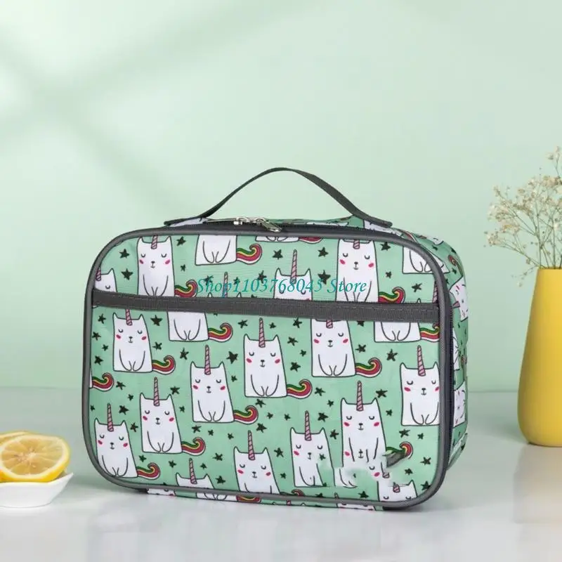 

R53F Insulated Square Student Lunch Container Bentos Box Insulated Bag for School Use