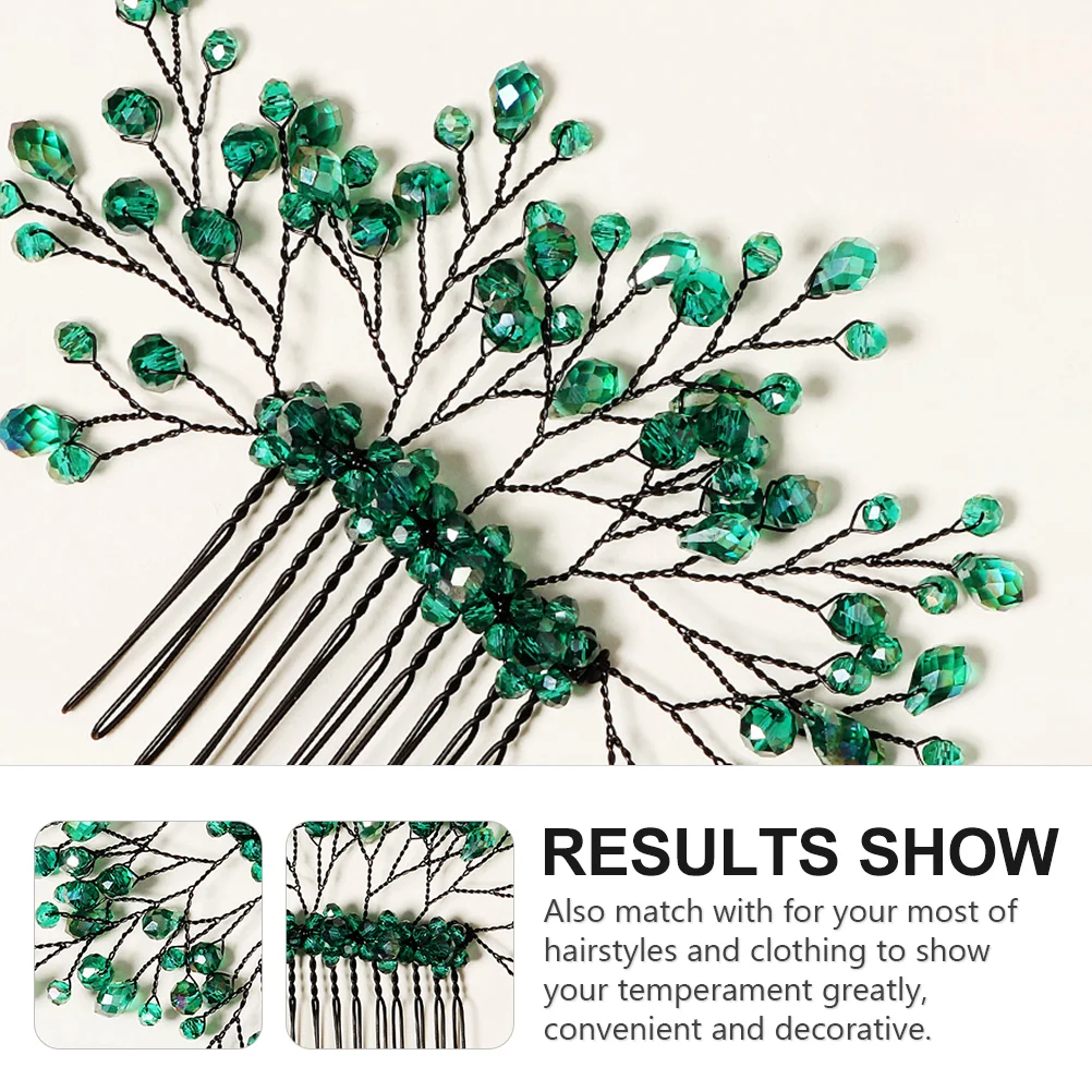 Green Branches and Leaves Hair Comb Crystal Wedding Headdress Decor Leaf Hairpin Accessories Clip