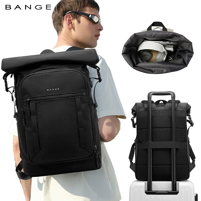 

Large-Capacity Expandable Outdoor Backpack Lightweight Casual Student Schoolbag for Men with Rolled-Up Cover Computer Backpack