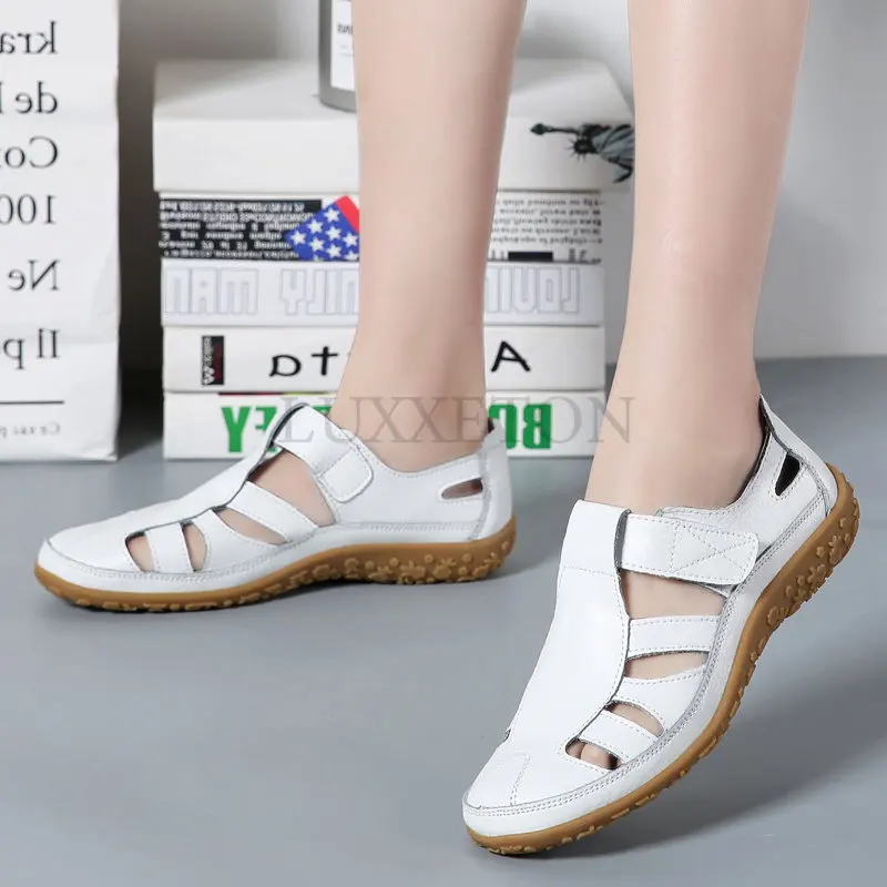 Women Sandals Casual Summer Ladies Soft Beach Sandals Walking Shoes Outdoor Comfort Classic Genuine Leather Woman Sandals