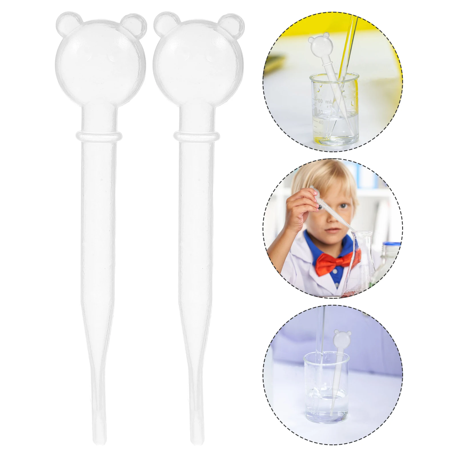 

10pcs Teaching Aid Materials Liquid Transfer Droppers Plastic Mini Pipettes for Toddlers DIY Panda Shaped Science Experiment