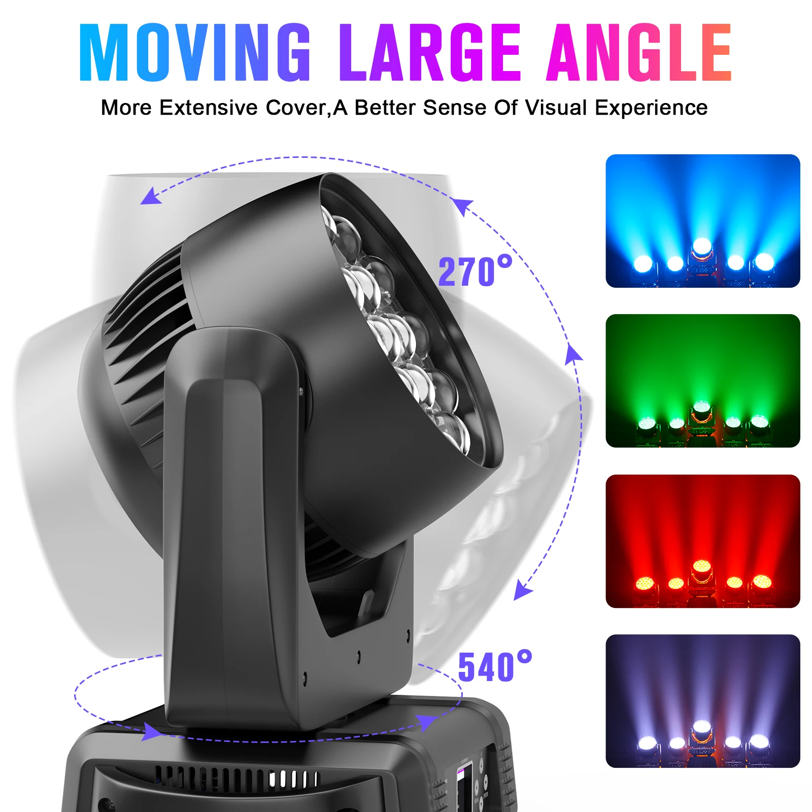 Yiflamefly 2Pcs Moving Head Lights With19X15W RGBW LED DMX512 Stage Light For DJ Karaoke Dance Hall KTV Disco Bar Stage Lighting