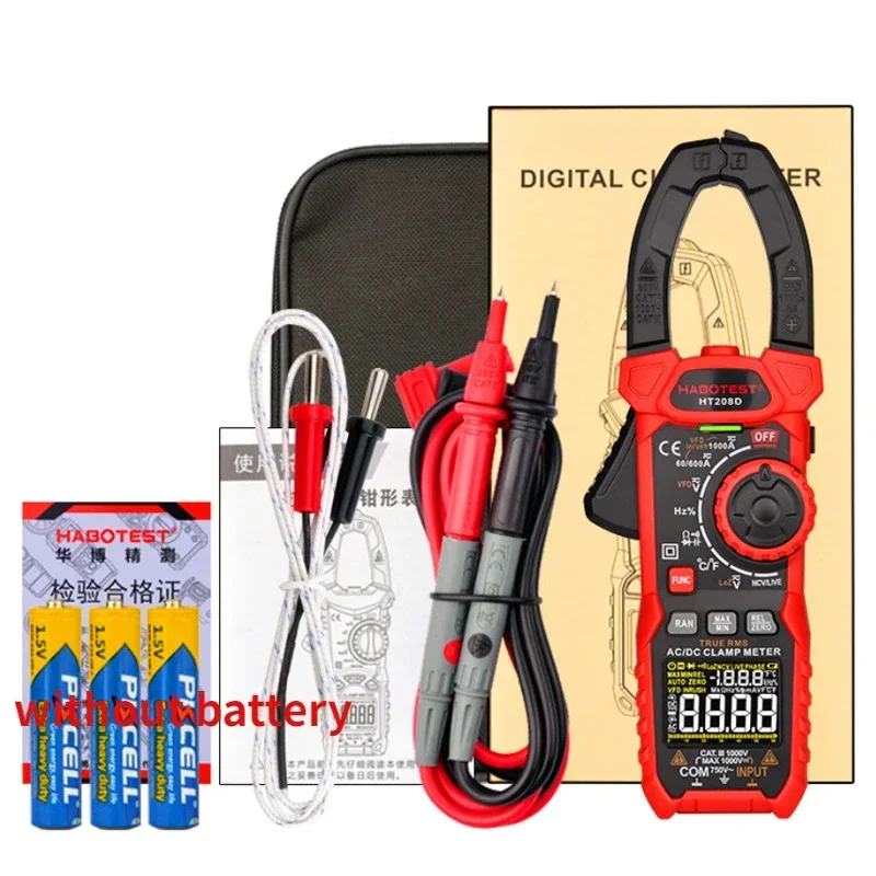 

HABOTEST HT208 Digital Clamp Meter 1000A 1000V Multimeter AC DC True RMS Amperimetrica Capacitance Digital Clamp Tester