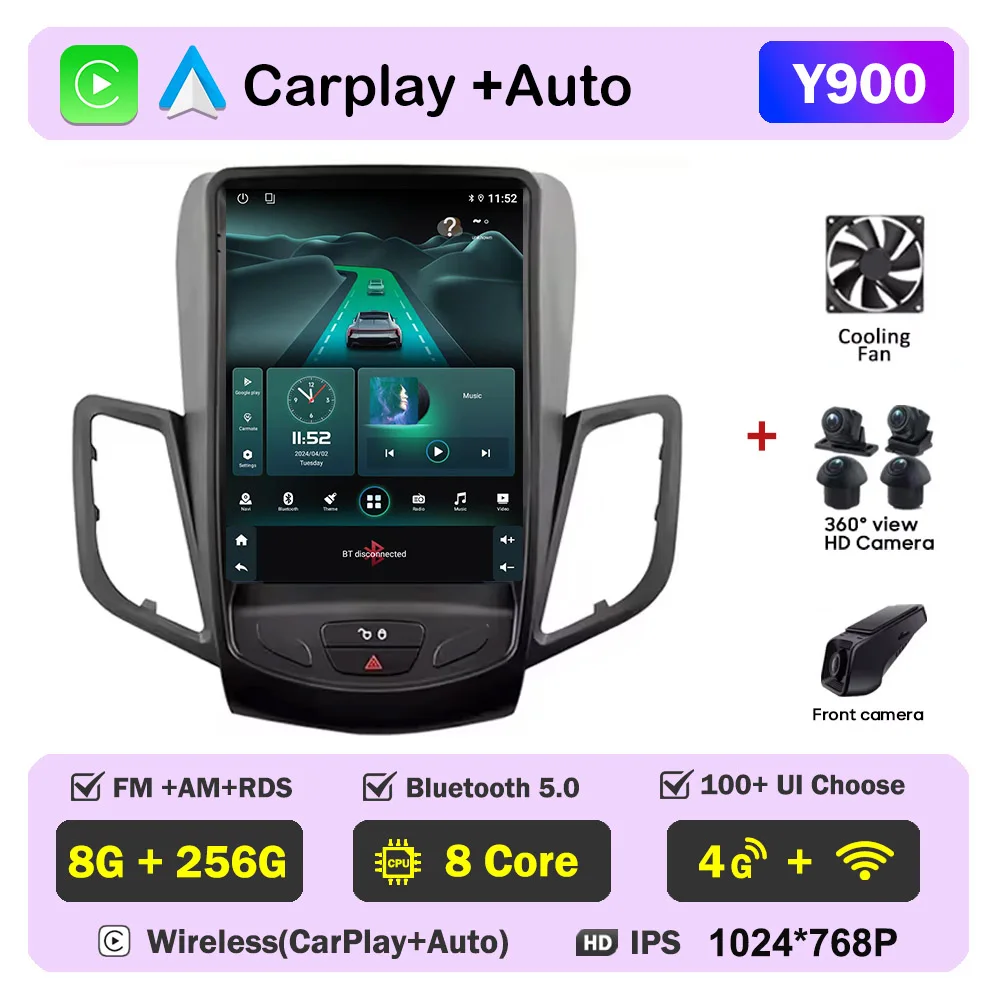 9.7"car Radio For Ford Fiesta MK 6 Ford Fiesta MK 7 2008 - 2019 Carplay Android Auto GPS Navigation Stereo Multimedia Player image 3