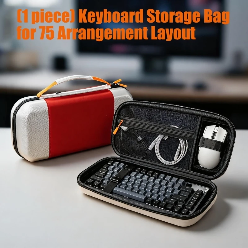 75% Layout Keyboard Storage Case with Carry Handle and Pocket 