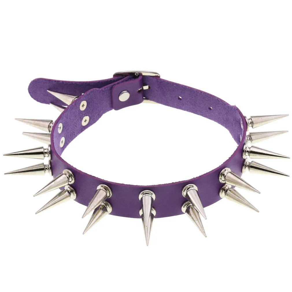 New Emo Spike Choker Punk Collar Female Women Men Black Leather Studded Rivets Chocker Necklace Goth Jewelry Gothic Accessories