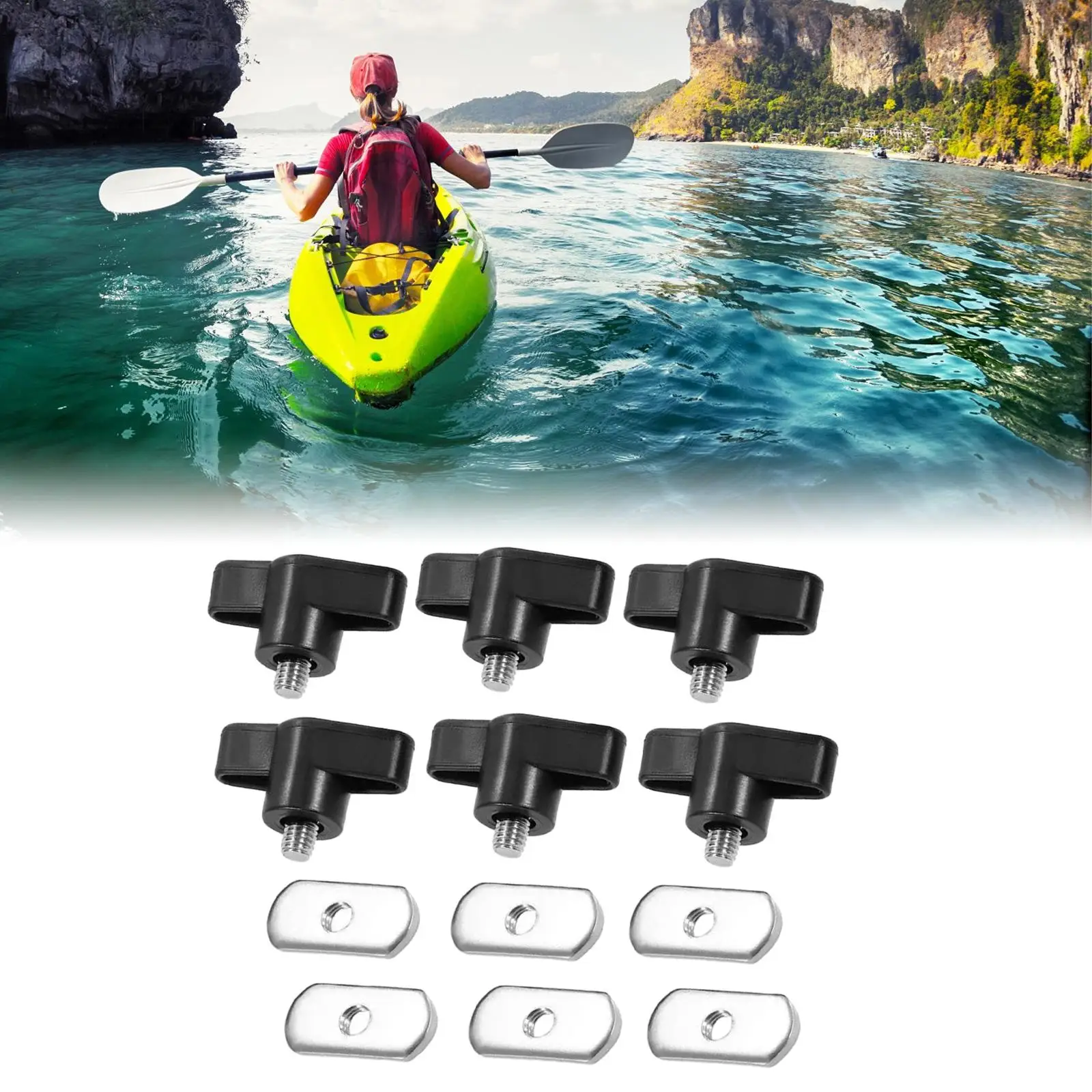 Kayak Screws Nuts Hardware ABS Durable Track Mount Kit for Canoe Rowing Watercraft Dinghy