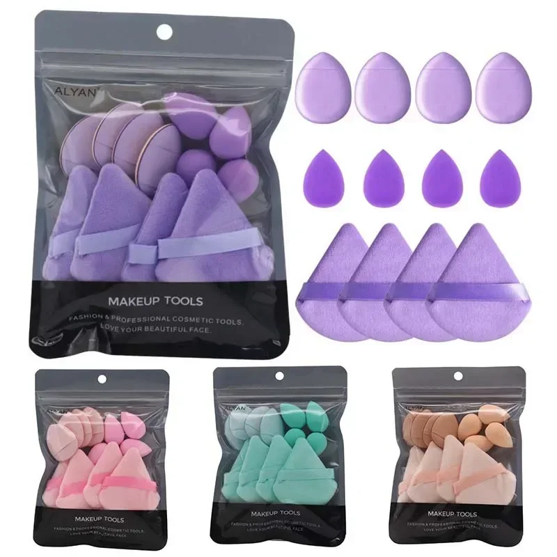 12pcs Makeup Sponge Beauty Egg Soft Velvet Cosmetic Puff  Makeup Sponge Blender Foundation Mini Finger Puff Beauty Tools