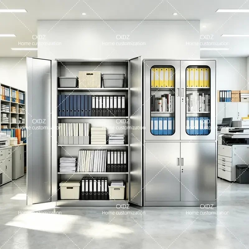 304 Thickened Stainless Steel File Cabinet Filing Storage Locker Office Financial Certificate Cabinet with Lock