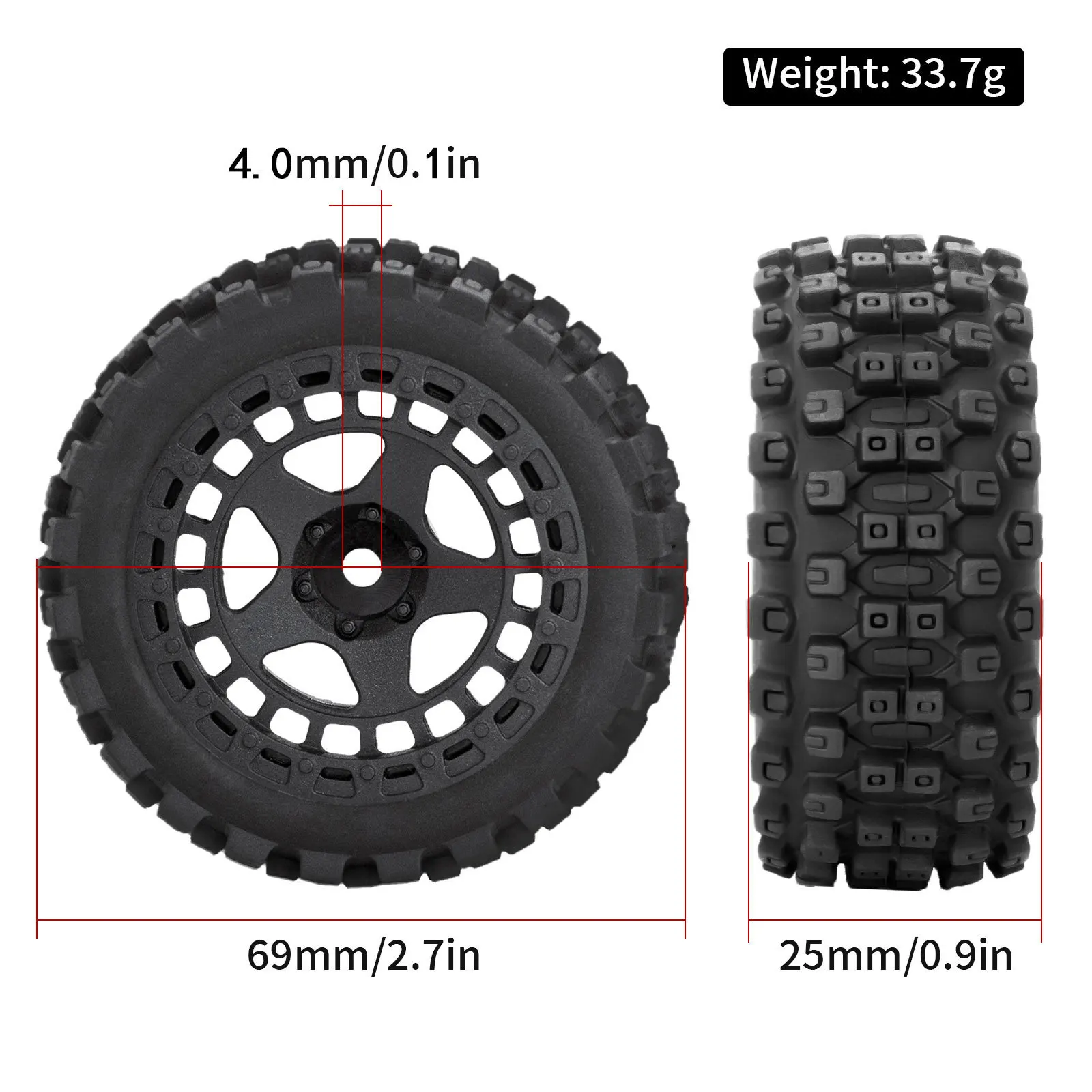 4pcs 69mm Rubber Tire Tyre for Arrma 1/18 Typhon GROM 2S RC Car Upgrade Parts Accessories