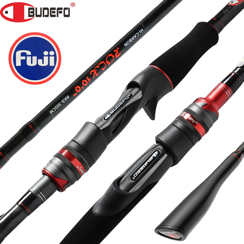 BUDEFO ROCK  Carbon Spinning Casting Fishing Rod with 1.98m 2.28m 2.43m 2.58m 2.70m 3.00m Baitcasting FUJI Guide FAST Rod