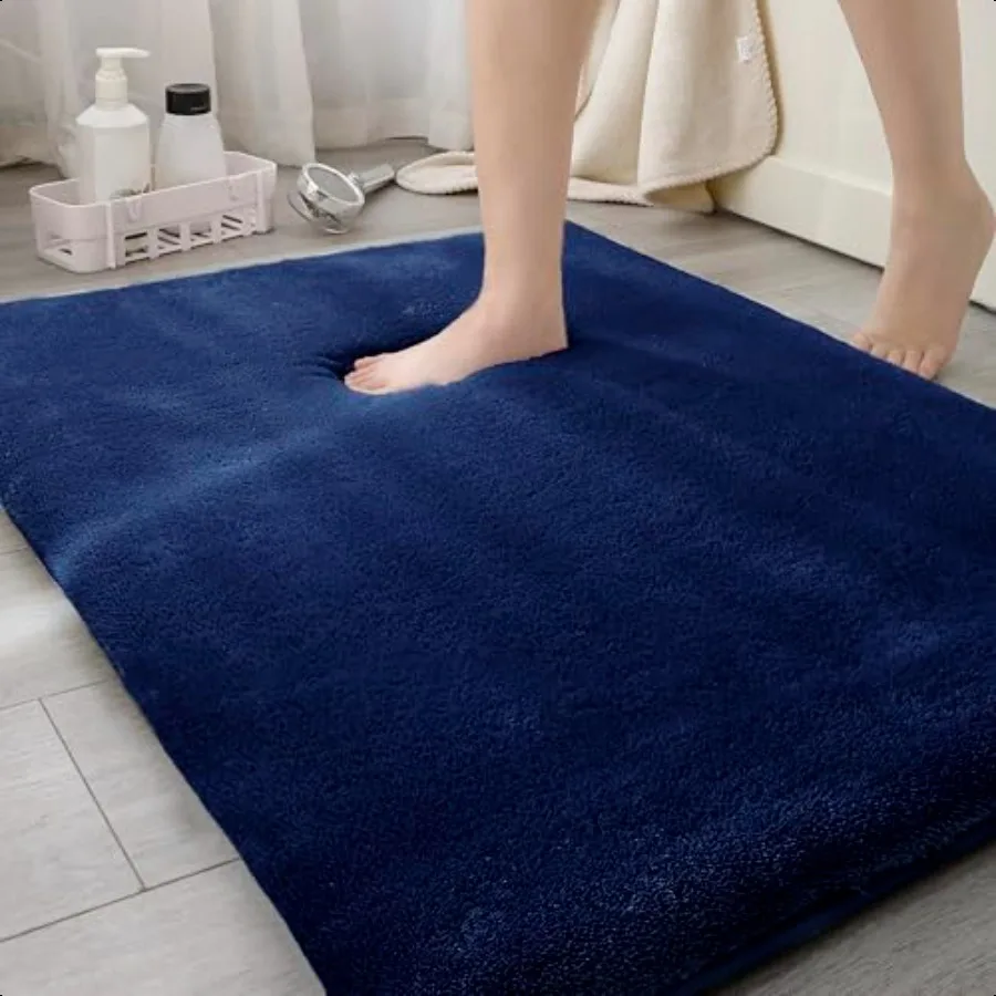 

Коврики для ванной комнаты 17x24 Индиго Синий Толстый коврик из пены с эффектом памяти Ультрамягкий плюшевый пушистый нескользящий быстросохнущий впитывающийся коврик для пола M