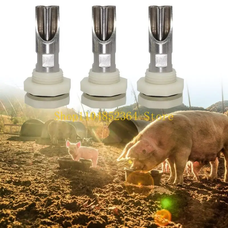 

652f 5pcs Автоматические свиньи соски водолажных наборов крепкая питье из нержавеющей стали для свиней и коз с разъемами