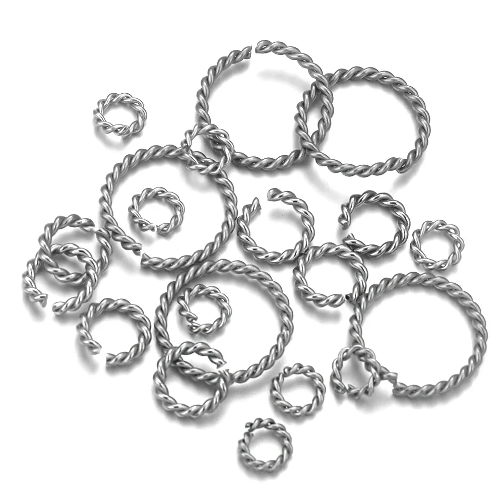 50pcs/lot spiral Stainless Steel Open Jump Rings 6/8/10/12/15mm Silver Tone Split Rings Connectors For Jewelry Findings Making