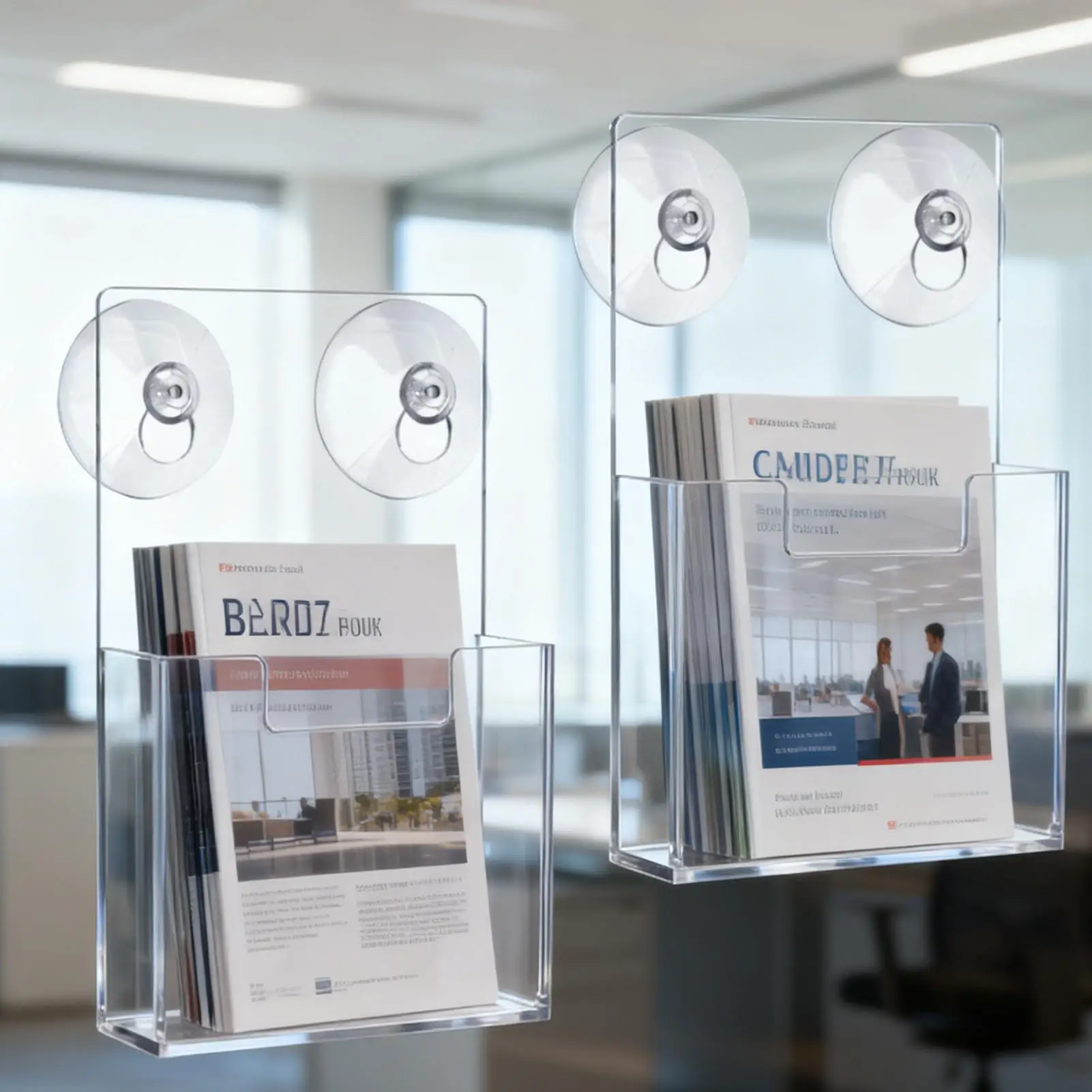 2Pcs Brochure Holder Clear Acrylic Brochure Display Stand Multifunctional Literature Rack for Wall Mount or Countertop