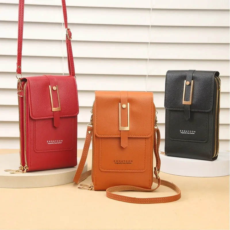 2024 New Transparent Touch Screen Phone Bag Trendy and Simple Crossbody Multi functional Phone Change Bag Vertical Style