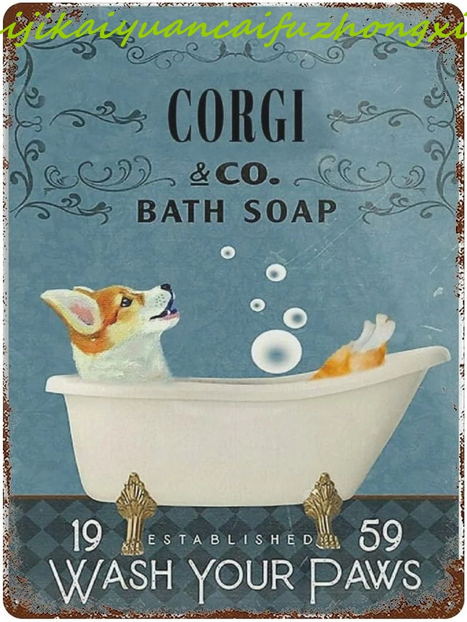 Vintage Corgi Metal Plaque Poster Corgi Co. Bath Soap Retro Metal Tin Sign Plaque Wall Decor Gift For Bathroom Restaurant Farm B