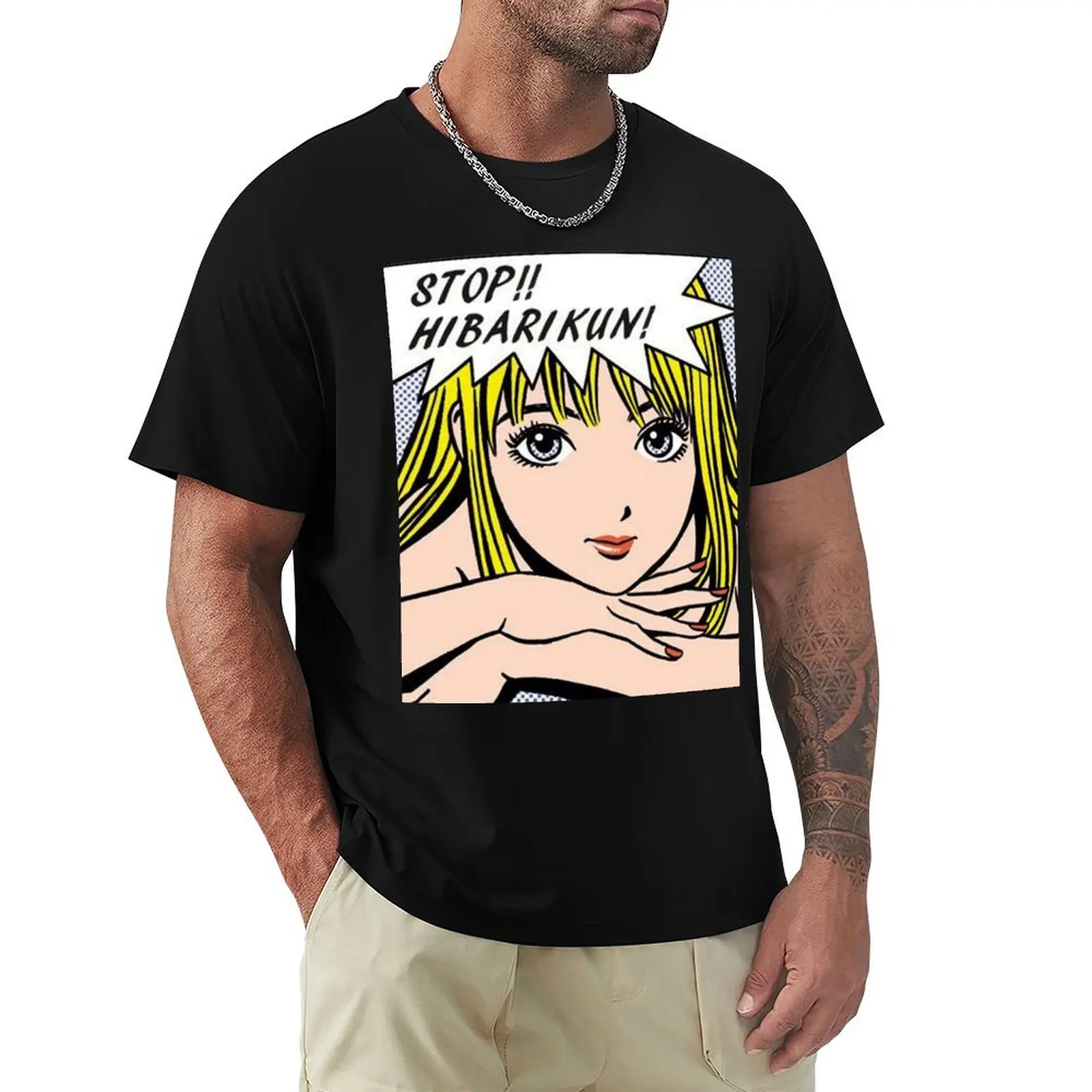 

Stop hibarikun pop art copy T-Shirt Aesthetic clothing valentines clothes shirts graphic tee Men's clothing